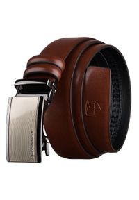 Brązowy pasek męski z automatyczną klamrą wykonany ze skóry naturalnej Peterson PTN A020-AB-BROWN. Kolor: brązowy. Materiał: skóra. Styl: elegancki #1