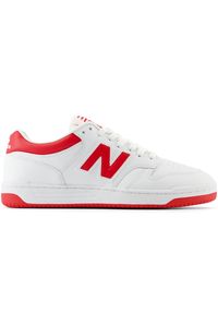 Buty unisex New Balance BB480LTR – białe. Okazja: na co dzień. Kolor: biały. Materiał: materiał, skóra, syntetyk, dresówka. Szerokość cholewki: normalna. Sport: turystyka piesza