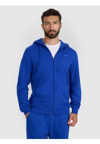 4f - 4F Bluza dresowa rozpinana z kapturem męska - niebieska M. Okazja: na co dzień. Typ kołnierza: kaptur. Kolor: niebieski. Materiał: dresówka. Wzór: gładki. Styl: casual, klasyczny #1