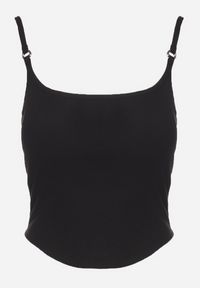 Born2be - Czarny Top na Regulowanych Ramiączkach Deviosa. Okazja: na co dzień. Kolor: czarny. Materiał: materiał. Długość rękawa: na ramiączkach. Styl: elegancki, klasyczny, casual