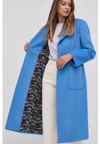 MAX&Co. Płaszcz wełniany przejściowy niezapinany. Okazja: na co dzień. Kolor: niebieski. Materiał: wełna. Wzór: gładki. Styl: casual, klasyczny #6