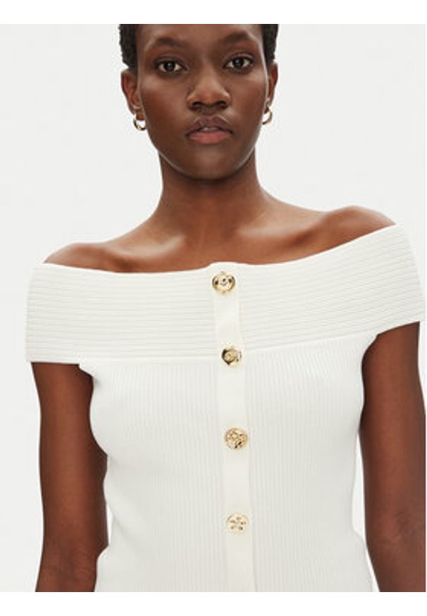 Morgan Sweter 251-MDONA M Biały Slim Fit. Kolor: biały. Materiał: wiskoza