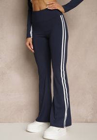 Renee - Granatowy Komplet Sportowy Spodnie Dzwony i Bluza na Suwak Lumonise. Kolor: niebieski #2