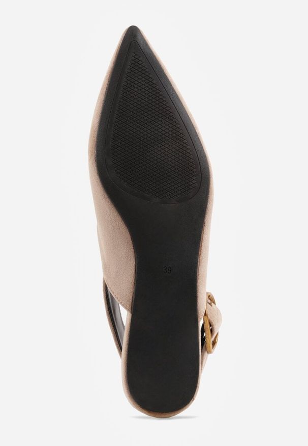 Renee - Beżowe Sandały Typu Slingback z Wyciętą Cholewką Phellilea. Zapięcie: pasek. Kolor: beżowy