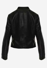 Born2be - Czarna Kurtka Ramoneska o Taliowanym Kroju ze Stójką Fezinia. Okazja: na co dzień. Typ kołnierza: kołnierzyk stójkowy. Kolor: czarny. Materiał: poliester, jeans. Styl: casual, elegancki #3