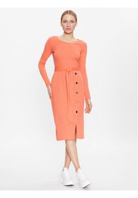 Lauren Ralph Lauren Sukienka dzianinowa 250889290002 Pomarańczowy Slim Fit. Kolor: pomarańczowy. Materiał: bawełna, dzianina #1