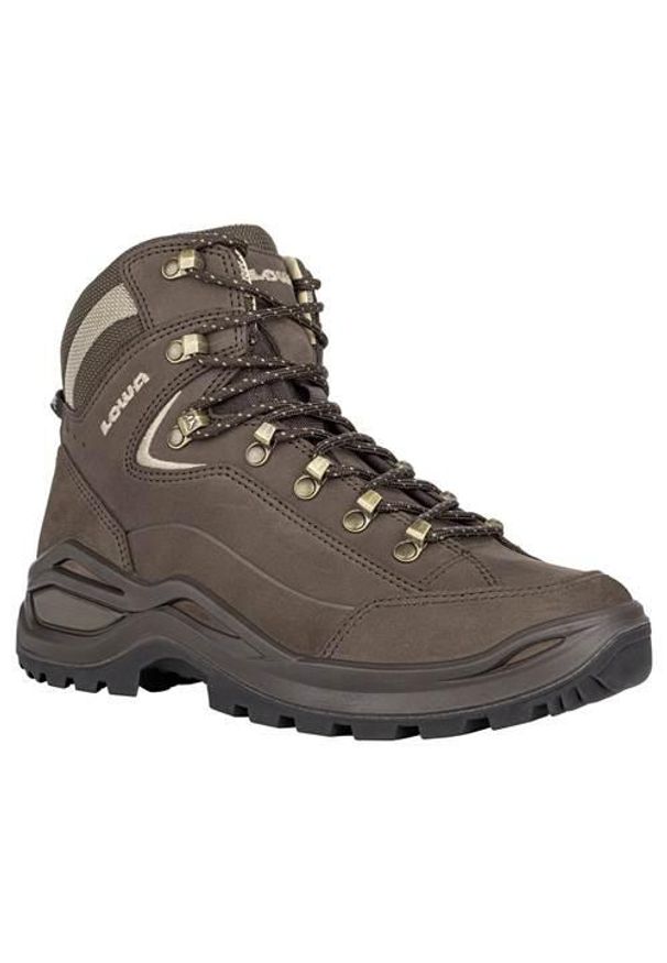 Buty trekkingowe damskie Lowa Renegade Evo Ll Mid Gtx. Wysokość cholewki: za kostkę. Zapięcie: sznurówki. Kolor: wielokolorowy, brązowy. Materiał: materiał, skóra, syntetyk. Szerokość cholewki: normalna