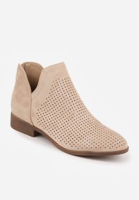 Born2be - Jasnobeżowe Płaskie Botki Vices z Wycięciem Felilia. Okazja: na co dzień. Kolor: beżowy. Materiał: jeans. Styl: casual, elegancki #3