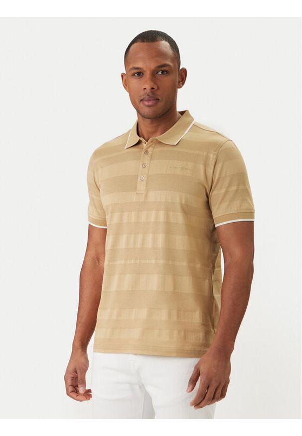 Karl Lagerfeld - KARL LAGERFELD Polo 745006 562201 Beżowy Regular Fit. Typ kołnierza: polo. Kolor: beżowy. Materiał: bawełna