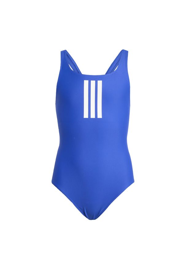 Adidas - Strój do pływania 3-Stripes Kids. Kolor: niebieski, biały, wielokolorowy. Materiał: materiał