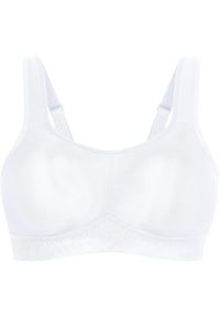 bonprix - Biustonosz sportowy, silny stopień podtrzymywania biustu. Kolor: biały. Rodzaj stanika: różne sposoby noszenia, wyściełane miseczki #1