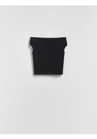 Reserved - Gładki t-shirt - czarny. Kolor: czarny. Materiał: bawełna, dzianina. Wzór: gładki