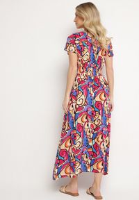 Born2be - Różowa Bawełniana Sukienka z Abstrakcyjnym Wzorem Emilisse. Okazja: na co dzień. Kolor: różowy. Materiał: bawełna. Styl: casual, klasyczny #7