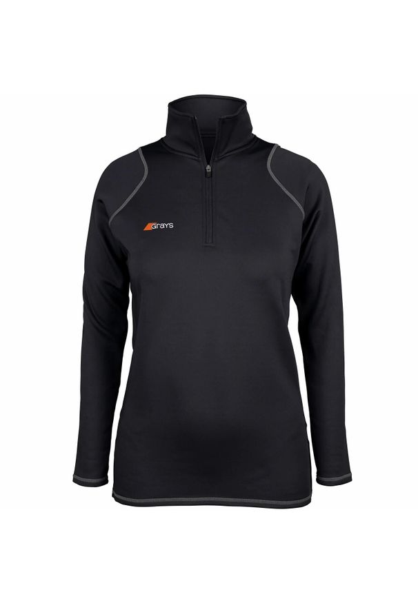 GRAYS - Damski polar 1/4 zip Grays Hockey Questa. Kolor: czarny. Materiał: polar. Sezon: zima