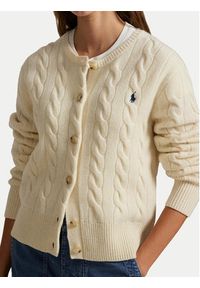 Polo Ralph Lauren Kardigan 211972104002 Biały Slim Fit. Typ kołnierza: polo. Kolor: biały. Materiał: wełna #4