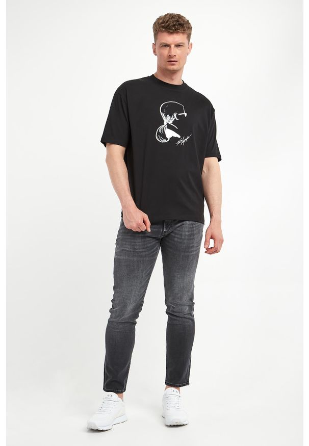 Karl Lagerfeld - T-shirt męski z haftem KARL LAGERFELD. Wzór: haft