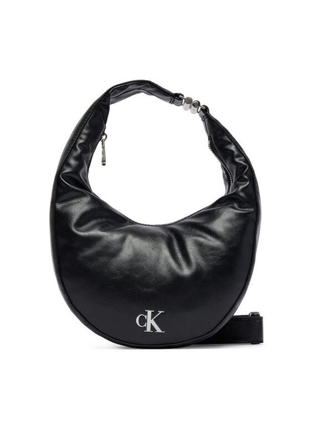 Calvin Klein Torebka Buckle Convertible Small Hobo LV04F3512G Czarny. Kolor: czarny. Materiał: skórzane