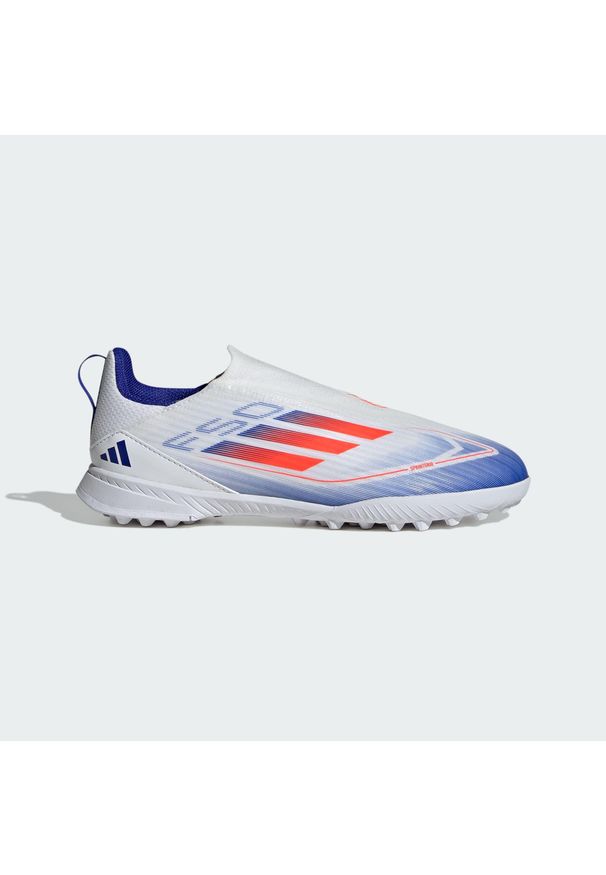 Adidas - Buty F50 League Laceless TF Kids. Kolor: czerwony, niebieski, wielokolorowy, biały. Materiał: materiał