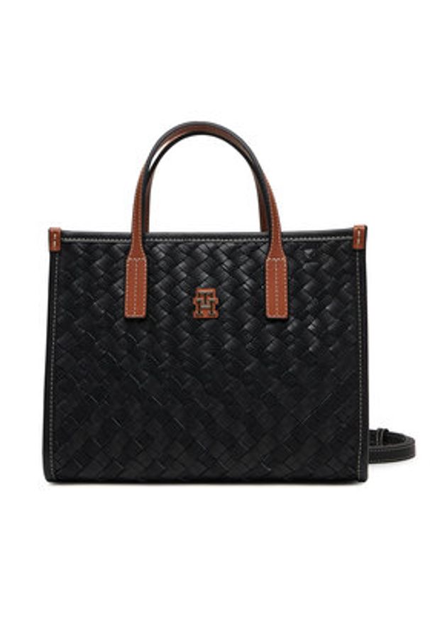 TOMMY HILFIGER - Tommy Hilfiger Torebka Th City Mini Tote AW0AW18393 Czarny. Kolor: czarny. Materiał: skórzane