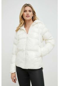 Guess kurtka damska kolor beżowy przejściowa. Kolor: biały. Materiał: włókno, materiał. Długość: długie #1