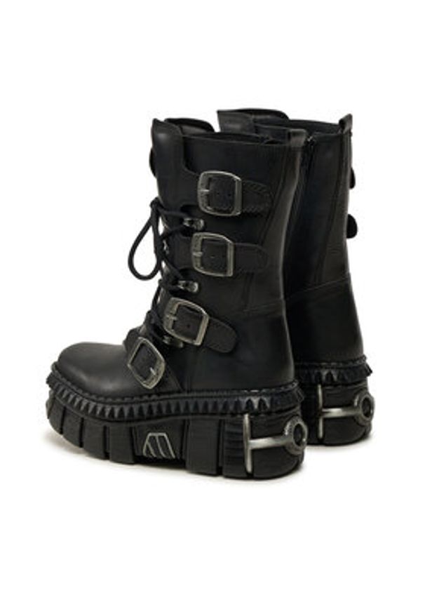 NEW ROCK Glany M-WALL373-S10 Czarny. Kolor: czarny. Materiał: skóra. Styl: rockowy