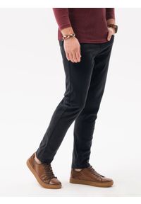 Ombre Clothing - Spodnie męskie chinosy SLIM FIT P1059 - czarne - XL. Okazja: na co dzień. Kolor: czarny. Materiał: elastan, bawełna, tkanina. Styl: casual