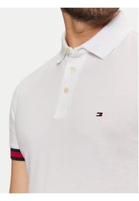 TOMMY HILFIGER - Tommy Hilfiger Polo Flag Cuff MW0MW37518 Biały Slim Fit. Typ kołnierza: polo. Kolor: biały. Materiał: bawełna #4