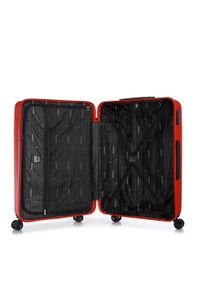 Wittchen - Duża walizka z ABS-u w ukośne paski czerwona. Kolor: czerwony. Materiał: poliester. Wzór: paski #3
