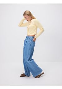 Reserved - Jeansy wide leg - niebieski. Kolor: niebieski