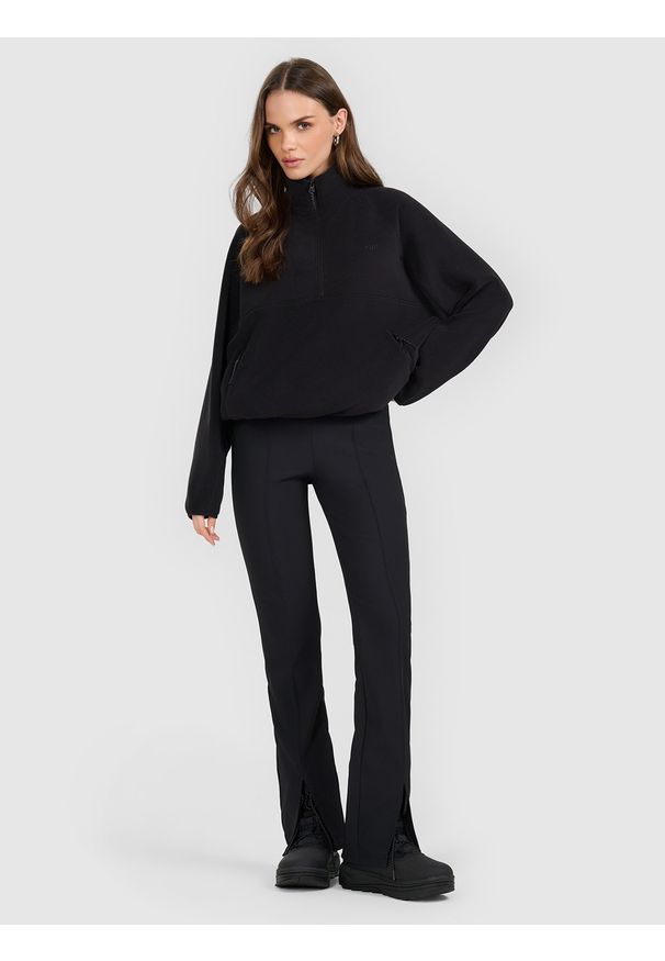 4f - 4F Polar regular bez kaptura damski - czarny M. Typ kołnierza: bez kaptura. Kolor: czarny. Materiał: polar. Długość rękawa: raglanowy rękaw