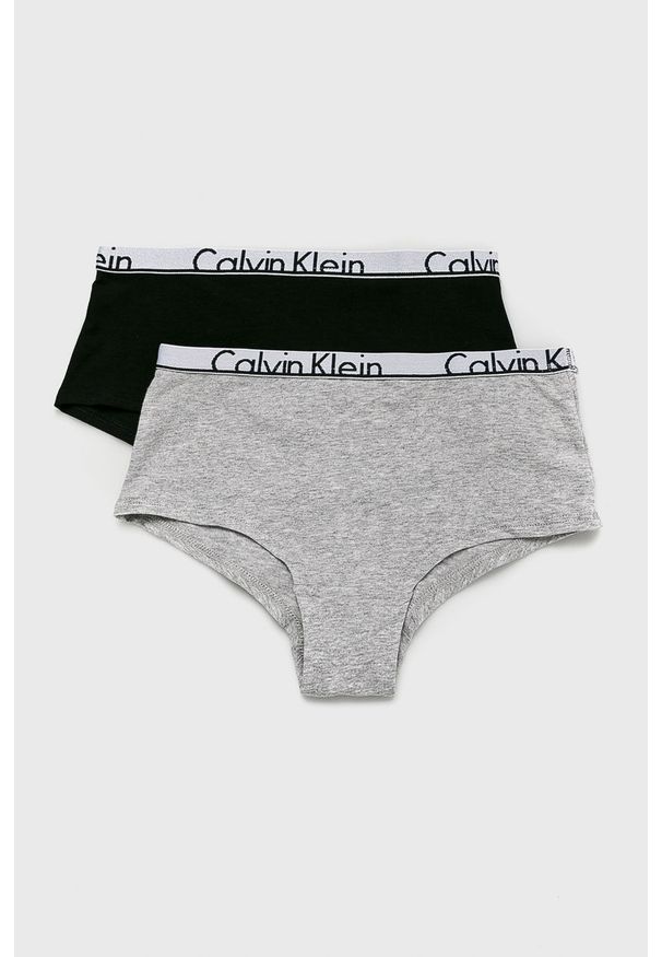 Calvin Klein Underwear - Figi dziecięce (2-pack). Kolor: szary. Materiał: bawełna, dzianina, elastan. Wzór: gładki