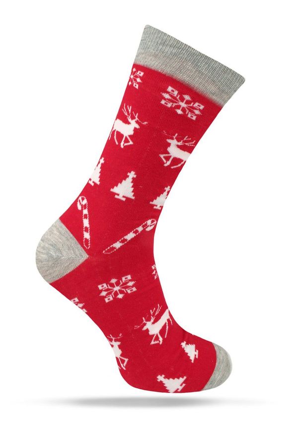 Świąteczne Skarpetki - Alties - Czerwone w Norweski Wzór. Kolor: czerwony. Materiał: poliester, bawełna, elastan