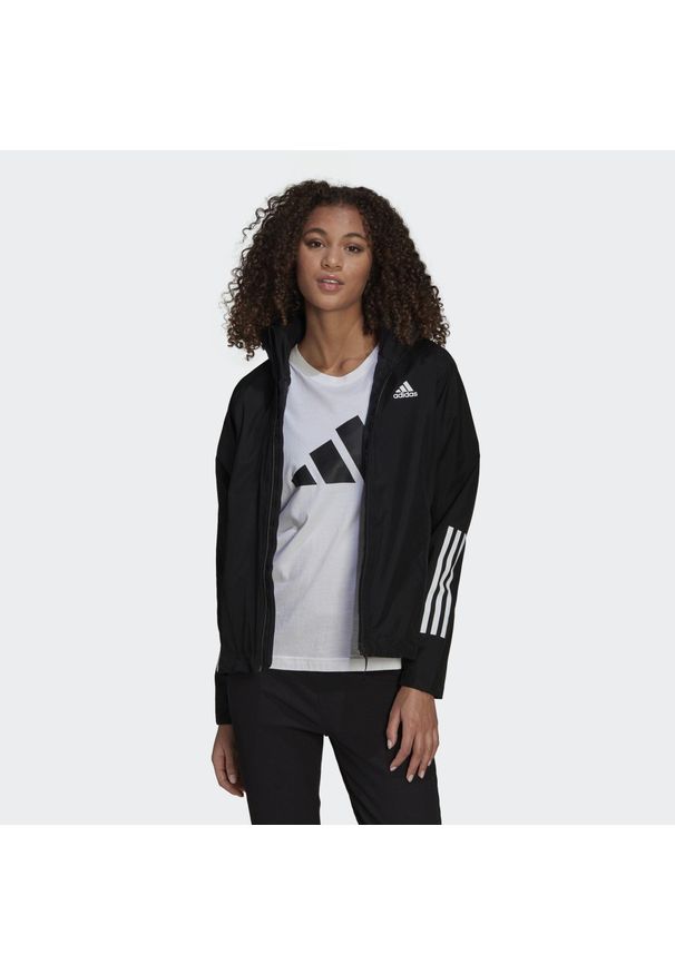 Adidas - BSC 3-Stripes RAIN.RDY Jacket. Kolor: czarny. Materiał: materiał