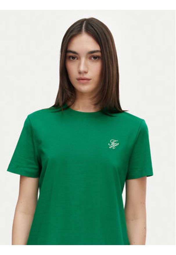 TOMMY HILFIGER - Tommy Hilfiger T-Shirt Logo Embroidery WW0WW48699 Zielony Regular Fit. Kolor: zielony. Materiał: bawełna