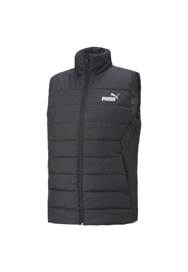 Puma - Męska wyściełana kamizelka Essentials PUMA Black. Kolor: czarny. Materiał: syntetyk, tkanina, skóra. Sport: bieganie