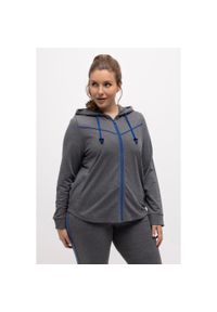 ULLA POPKEN - Damskie Bluza wypustki kaptur zaokrąglony dół. Kolekcja: plus size. Kolor: szary. Materiał: poliester, materiał, bawełna #1