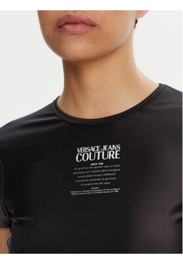 Versace Jeans Couture T-Shirt 78HAH6A2 Czarny Slim Fit. Kolor: czarny. Materiał: syntetyk