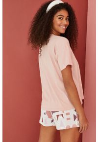 Women Secret - women'secret piżama Happy Attitude damska kolor różowy. Kolor: różowy. Długość: krótkie. Wzór: nadruk