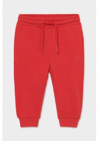 Mayoral - Spodnie dziecięce. Kolor: czerwony. Materiał: bawełna, poliester, dzianina, elastan. Wzór: gładki #1