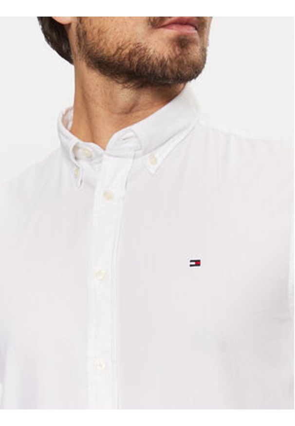TOMMY HILFIGER - Tommy Hilfiger Koszula Flex Dobby MW0MW37578 Biały Slim Fit. Kolor: biały. Materiał: bawełna