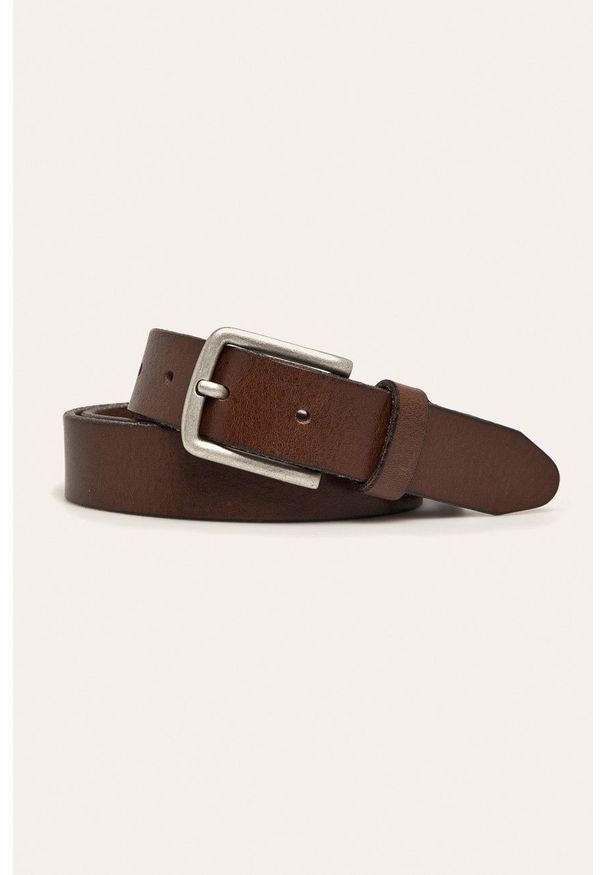 Jack & Jones - Pasek skórzany. Kolor: brązowy. Materiał: skóra