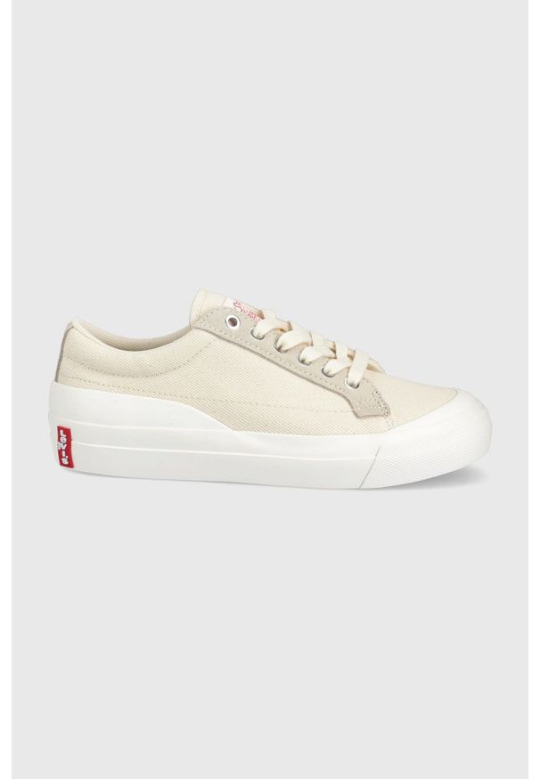 Levi's® - Levi's tenisówki Ls1 Low S damskie kolor beżowy. Okazja: na spotkanie biznesowe. Nosek buta: okrągły. Zapięcie: sznurówki. Kolor: beżowy. Materiał: guma. Styl: biznesowy