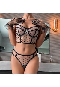 Intica - Komplet bielizny z usztywnianym biustonoszem i figami w kropki Ailish. Kolor: czarny. Materiał: materiał. Wzór: kropki #4