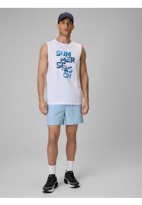 4f - 4F Koszulka bez rękawów regular z nadrukiem męska - biała M. Kolor: biały. Materiał: dzianina, bawełna. Długość rękawa: bez rękawów. Wzór: nadruk. Sezon: lato #2