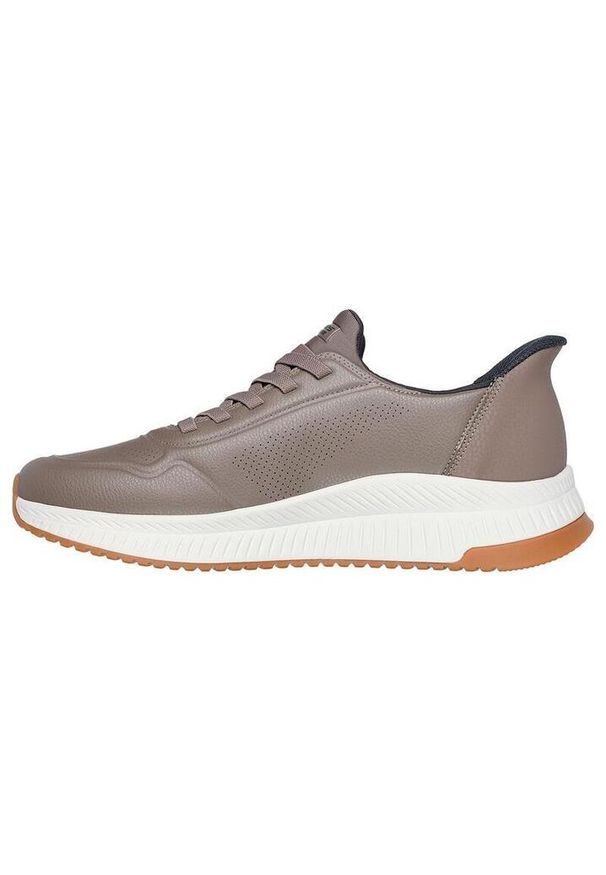 skechers - Buty SKECHERS SLIP-INS BOBS SQUAD 4 - DIRECT STEP Brązowy. Kolor: szary. Materiał: syntetyk, tkanina