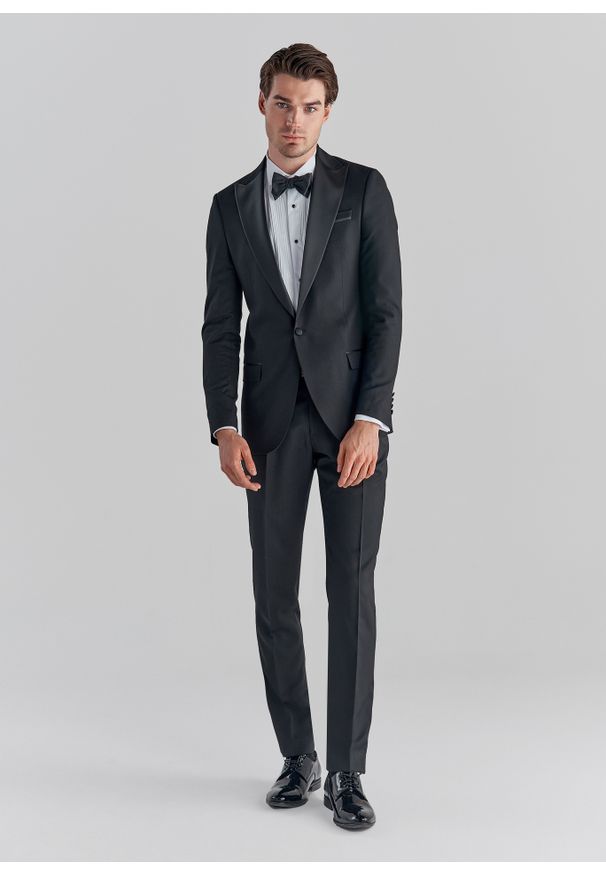 Pako Lorente - Czarne spodnie smokingowe P22SF-6S-003-C-S. Kolor: czarny. Materiał: wiskoza, poliester