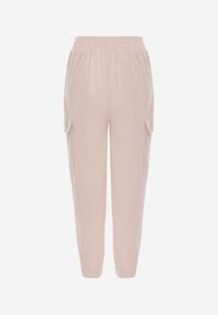 Renee - Beżowe Spodnie Typu Cargo High Waist Worseli. Okazja: na co dzień. Stan: podwyższony. Kolor: beżowy. Styl: elegancki, casual #7