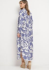 Born2be - Biało-Fioletowa Sukienka Szmizjerka Zapinana na Guziki z Falbanką Lavernia. Okazja: na co dzień, na randkę. Typ kołnierza: dekolt w kształcie V, kołnierz z falbankami. Kolor: biały. Materiał: materiał, wiskoza, jeans, tkanina. Długość rękawa: długi rękaw. Sezon: lato. Typ sukienki: szmizjerki. Styl: klasyczny, casual, elegancki #4