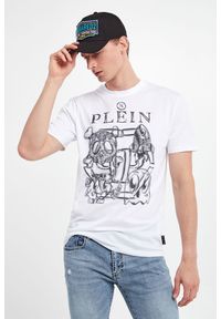 Philipp Plein - T-shirt męski PHILIPP PLEIN. Materiał: prążkowany. Długość rękawa: krótki rękaw. Długość: krótkie. Wzór: nadruk, aplikacja