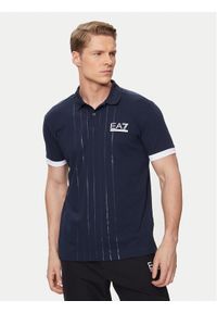 EA7 Emporio Armani Polo 3DPF26 PJ04Z 1554 Granatowy Regular Fit. Typ kołnierza: polo. Kolor: niebieski. Materiał: bawełna